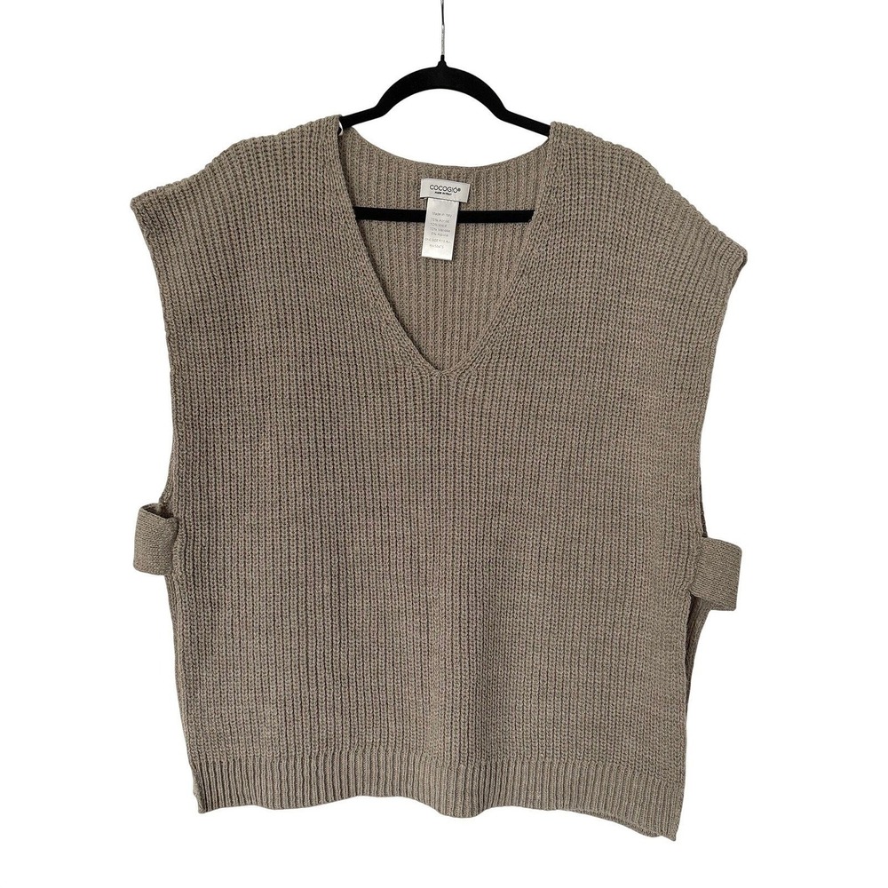 Cocogio Wool Alpaca Womens OS Taupe Sweater Luxury Minimalist Boxy Italy